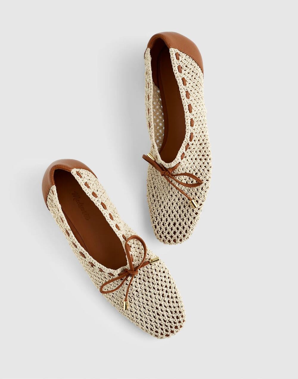 Madewell The Mylie Ballet Flat Shoes Comfort Square Toe Natural Size 7.5 NWOB